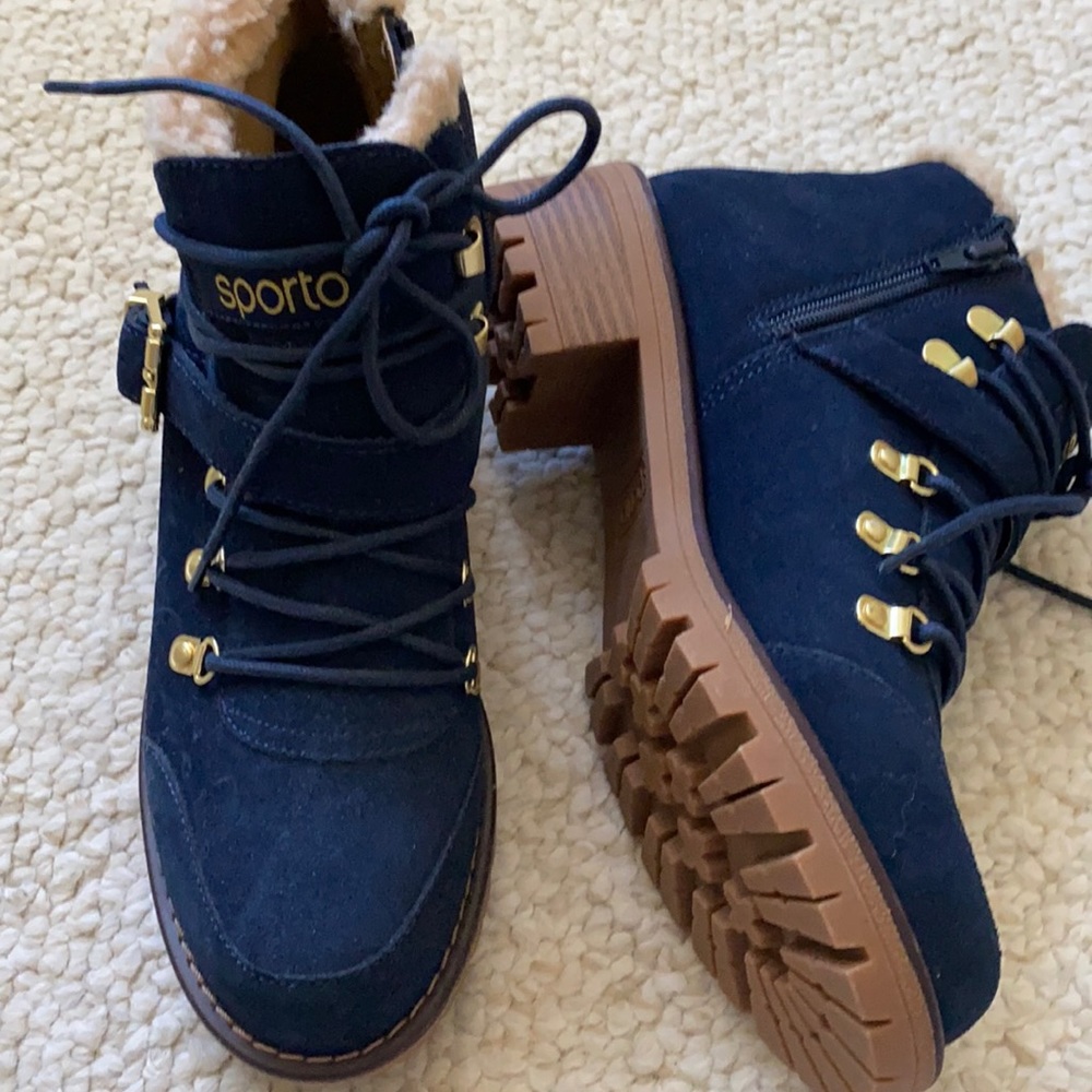 Waterproof Blue Suede Boots